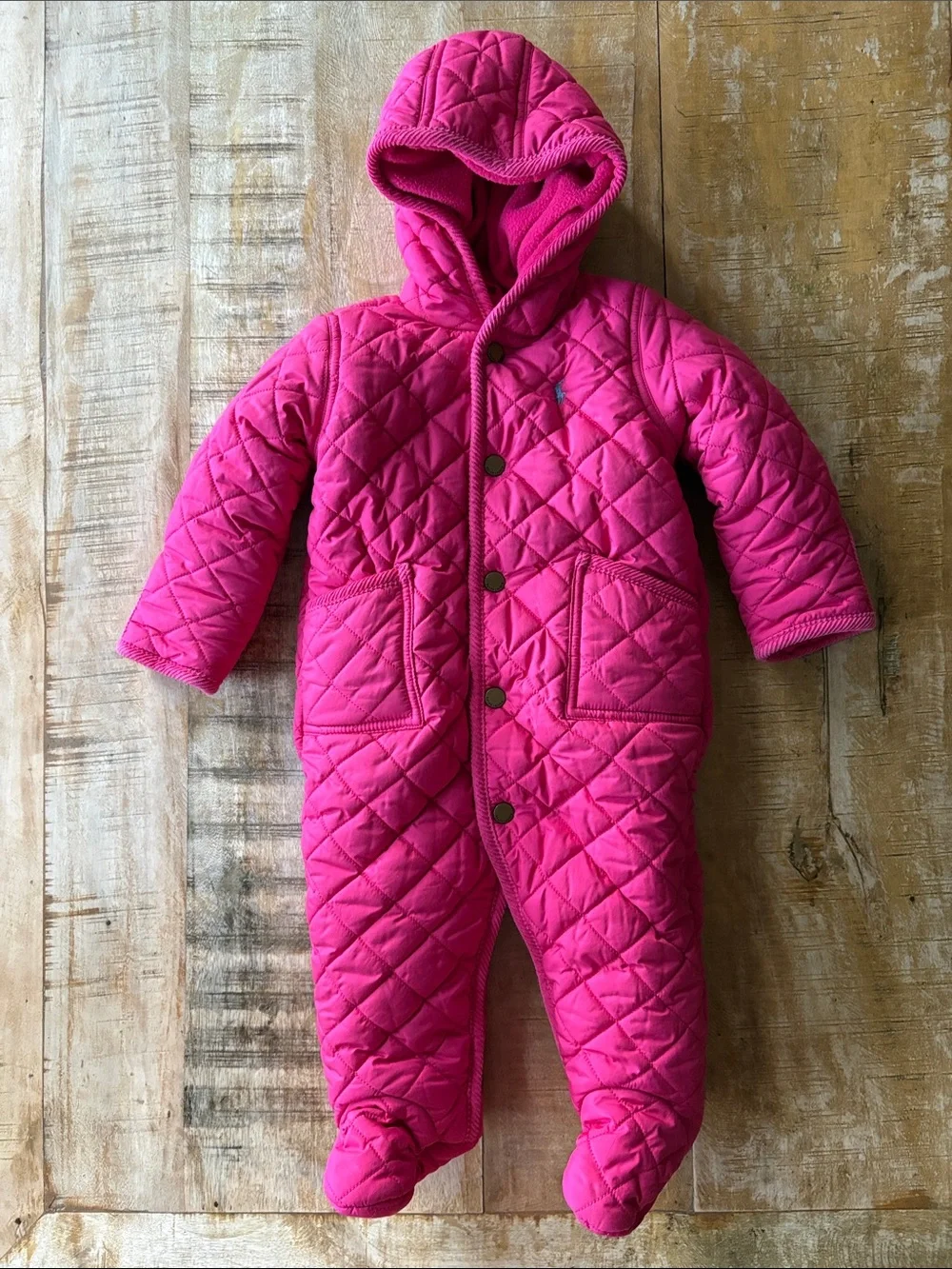 Ralph Lauren Pink Quilted Baby Snowsuit 9m